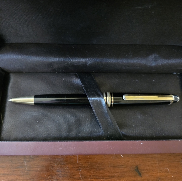 Pair of Montblanc 18k Gold Rollerball/Pencil Instruments, Leather & Wood Boxes - Picture 2 of 7